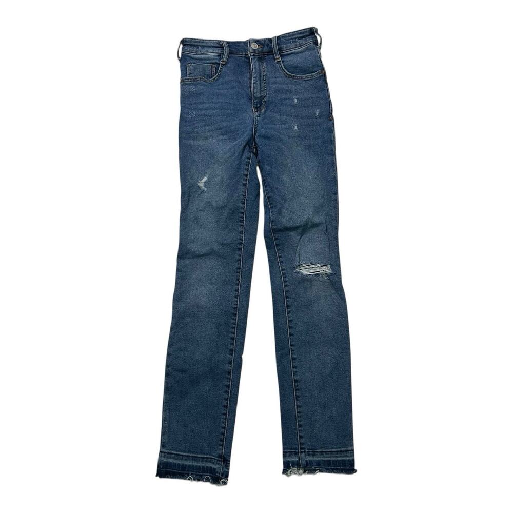 Anthropologie Pilcro Sz 25 High Rise Cigarette Jeans Womens Skinny Denim Raw Hem